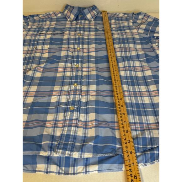 Vineyard Vine Harbor Shirt Men's Fishing Blue Pink Plaid‎ Size Large - Picture 7 of 8